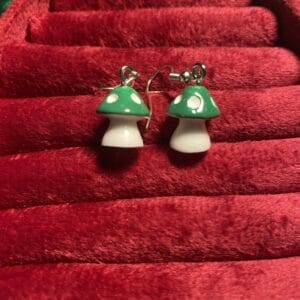 Green mushroom earrings
