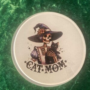 Skeleton cat mom coaster