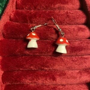 Red mushroom earrings