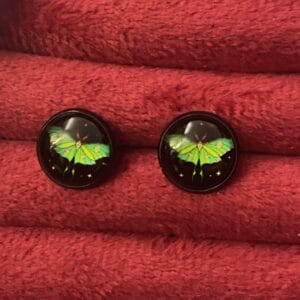 Green butterfly earrings