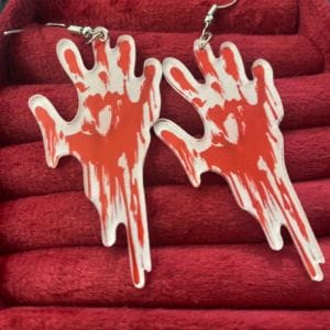 Blood hands earrings