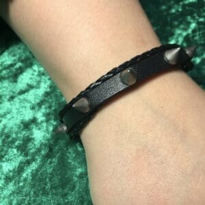 Black Spiked Leather Bracelet