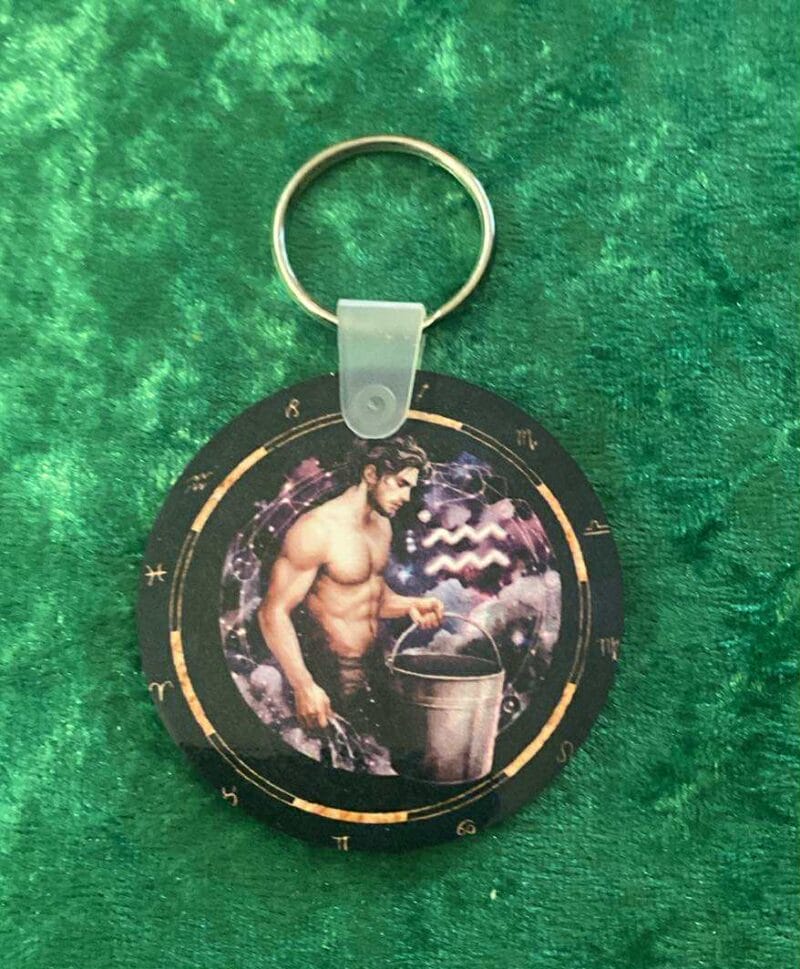 Male Aquarius Zodiac keyring