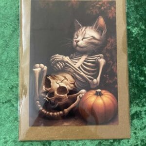 Skeleton cat card