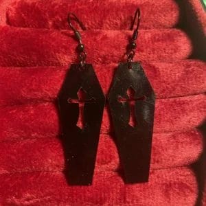 Black coffin earrings
