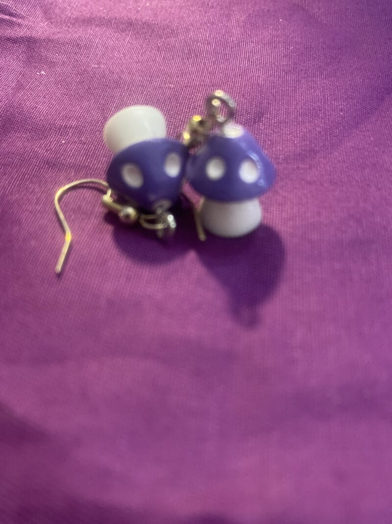 Purple Mushroom Earrings