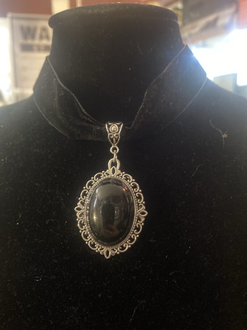 Black Velvet Choker with Black Pendant