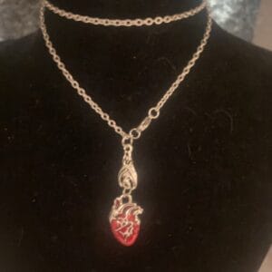 Red Heart and Bat Necklace