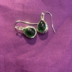 Small Green Drop Earrings