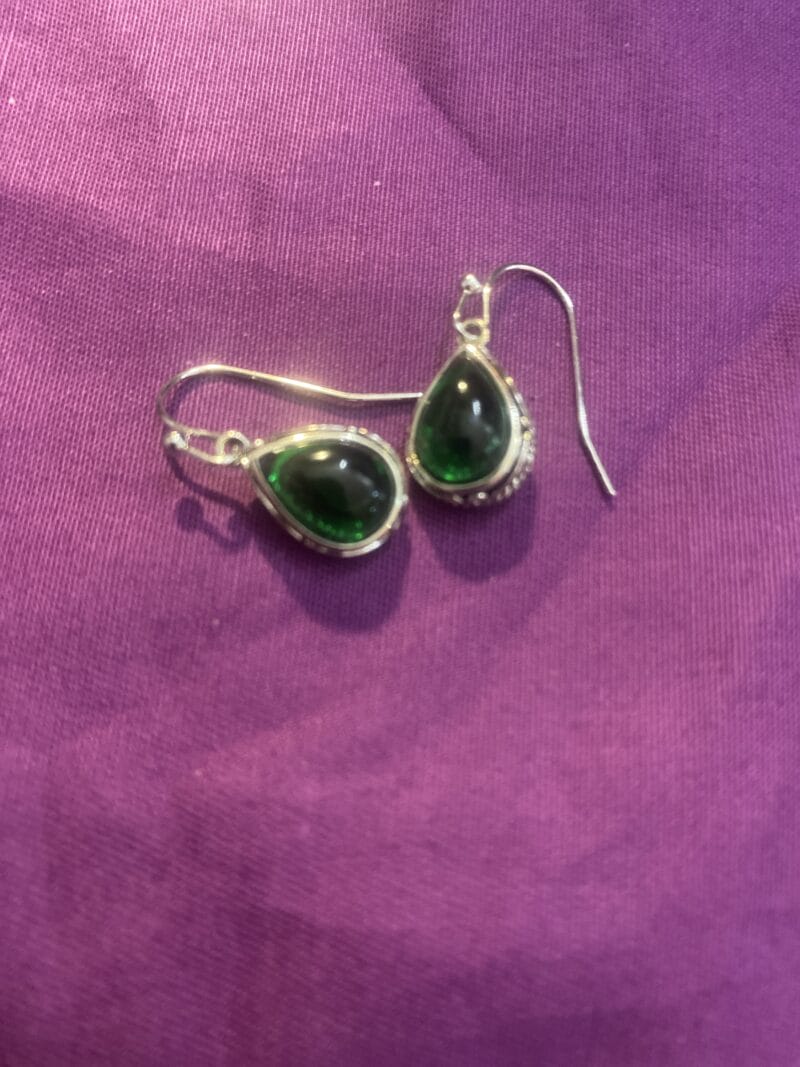 Small Green Drop Earrings