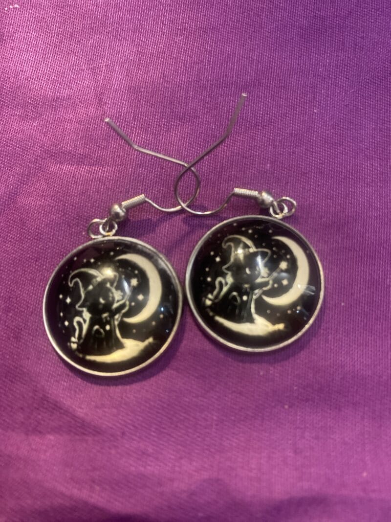 Witchy Black Cat Earrings