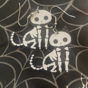 Skeleton Cat Earrings