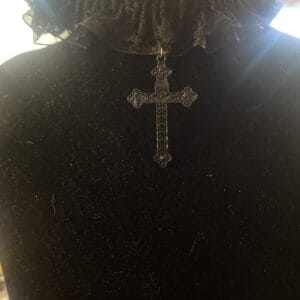 Black Lace Choker with Black Cross